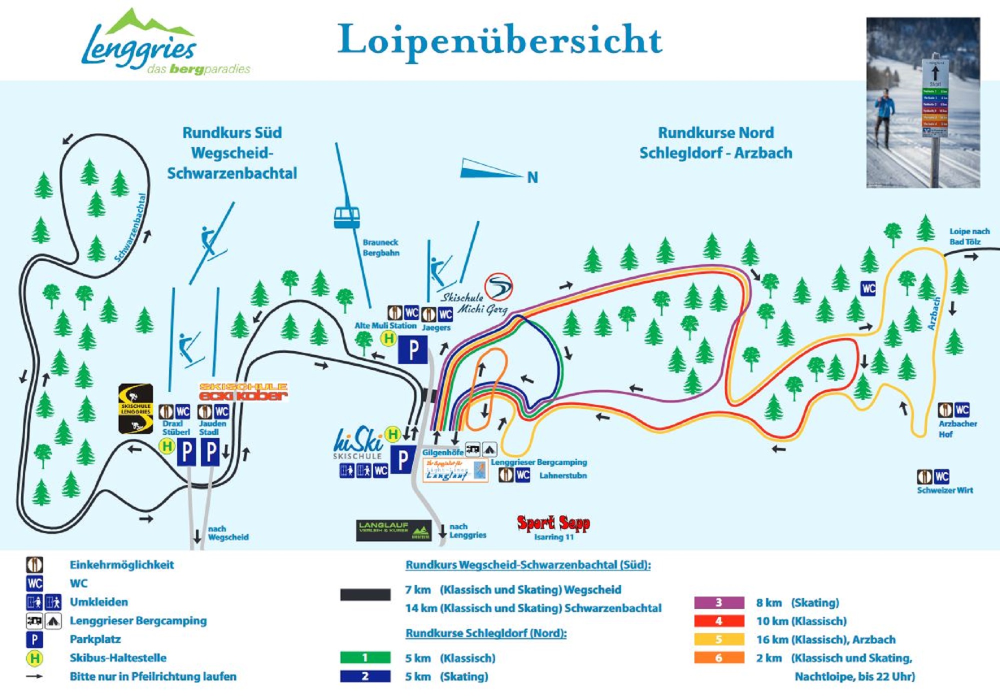 BERGFEX: Loipenplan Lenggries Mit Wintersportgebiet Brauneck ...