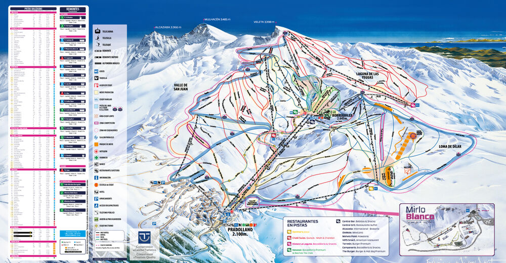Planul pistelor Zonă de schi Sierra Nevada / Pradollano