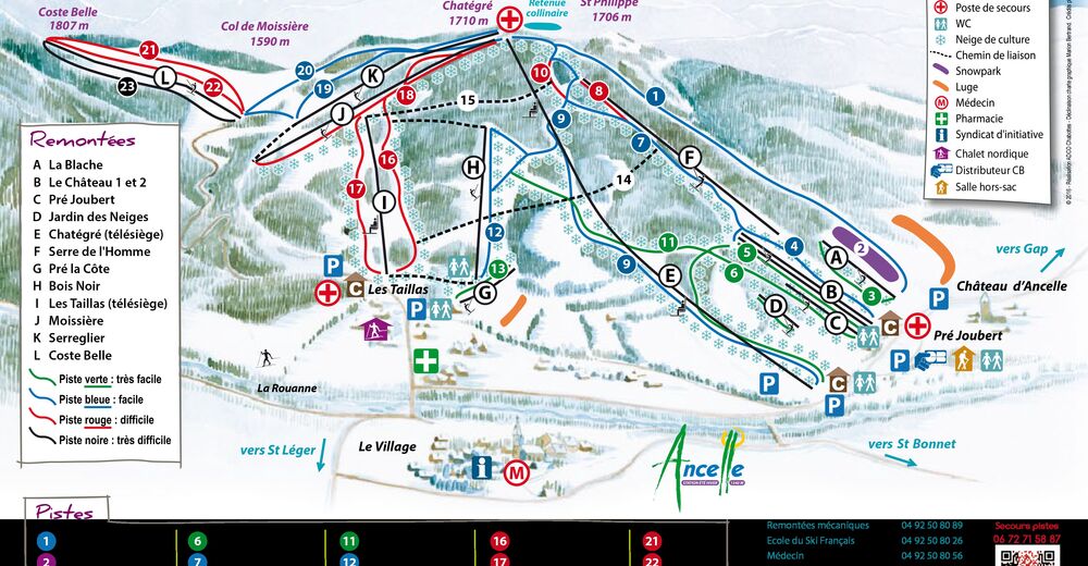 Pisteplan Skiområde Ancelle