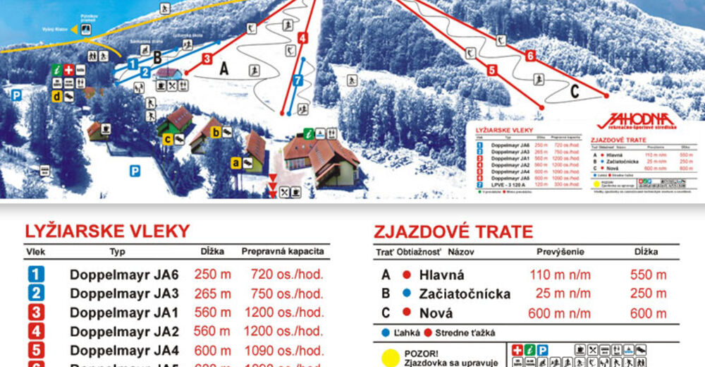 Planul pistelor Zonă de schi Jahodná