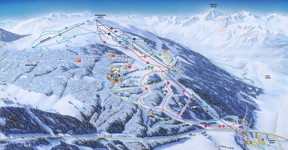 Planul pistelor Zonă de schi Bergeralm / Steinach am Brenner