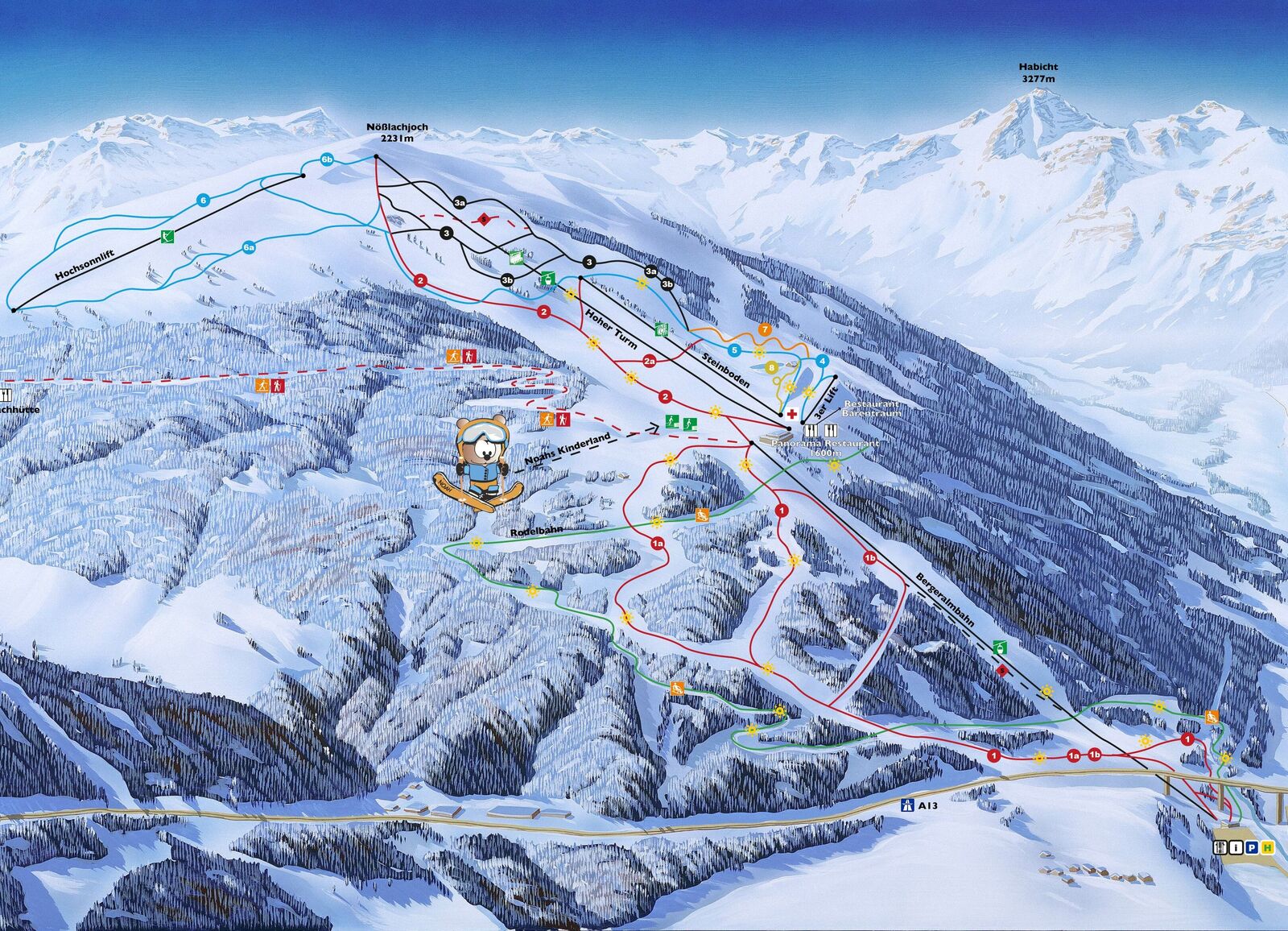 Pistenplan Skigebiet Bergeralm / Steinach am Brenner