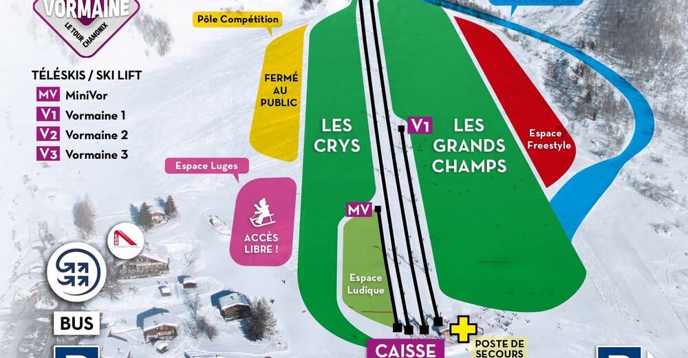 Planul pistelor Zonă de schi La Vormaine