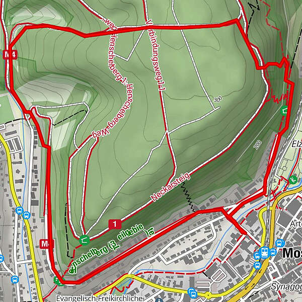 Mosbach Henschelberg Rundweg M4 BERGFEX Wanderung Tour Baden