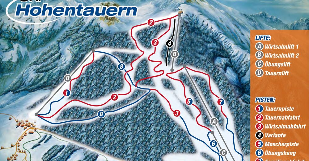 Planul pistelor Zonă de schi Hohentauern