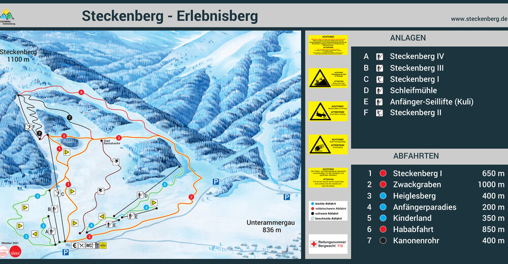 Pisteplan Skiområde Steckenberglifte - Schartenlifte / Unterammergau