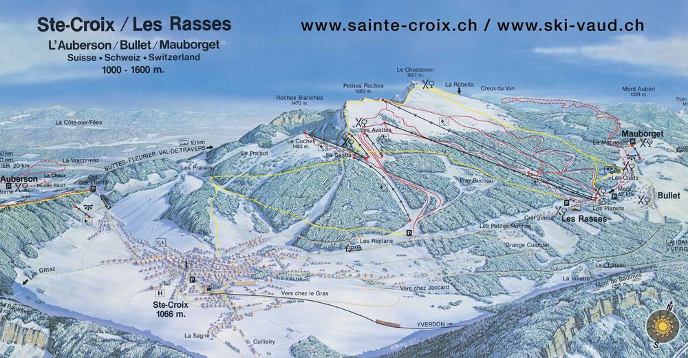 Pisteplan Skigebied Sainte Croix - Les Rasses