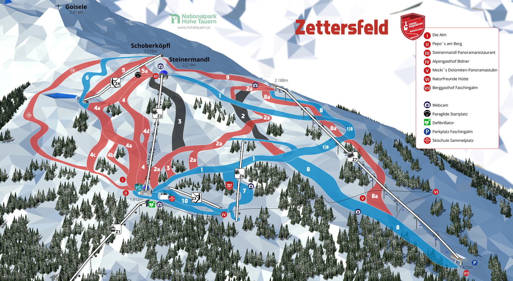 PistenplanSkigebiet Lienzer Bergbahnen - Zettersfeld