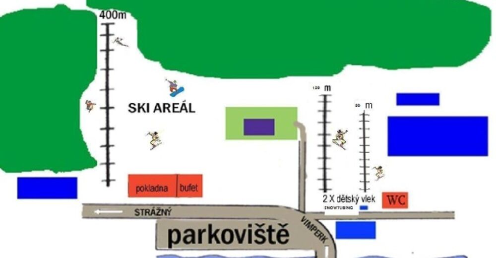 Planul pistelor Zonă de schi Horní Vltavice
