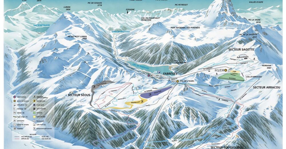 Plan skijaških staza Skijaško područje Artouste