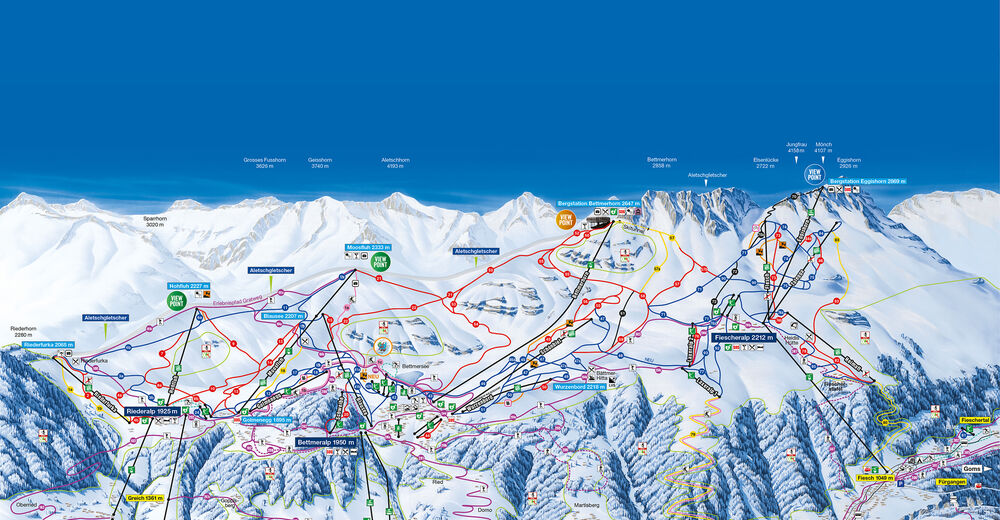 План лыжни Лыжный район Aletsch Arena / Riederalp - Bettmeralp - Fiesch-Eggishorn