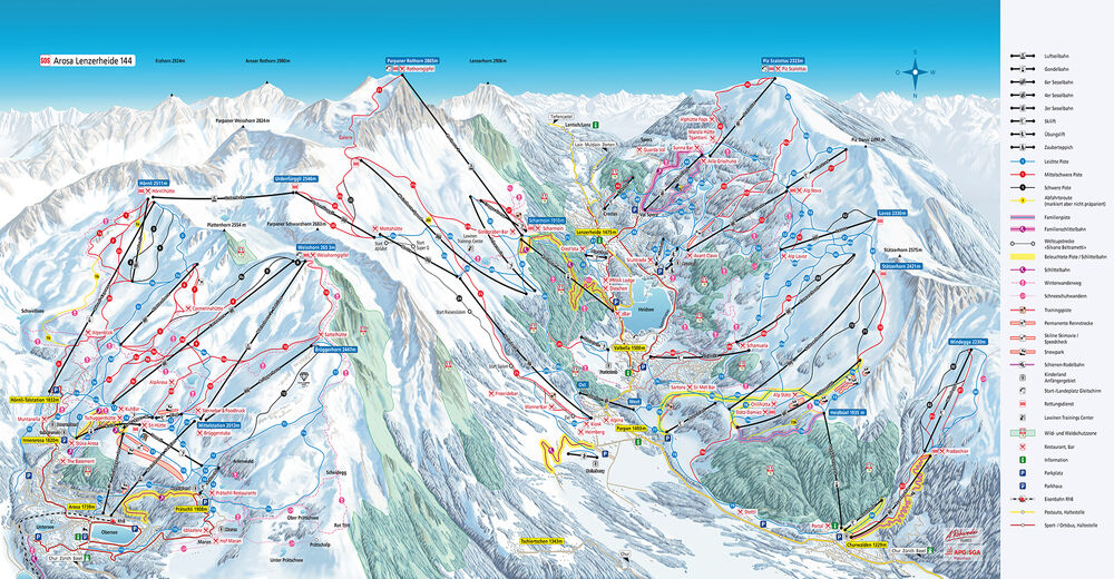 Planul pistelor Zonă de schi Arosa Lenzerheide