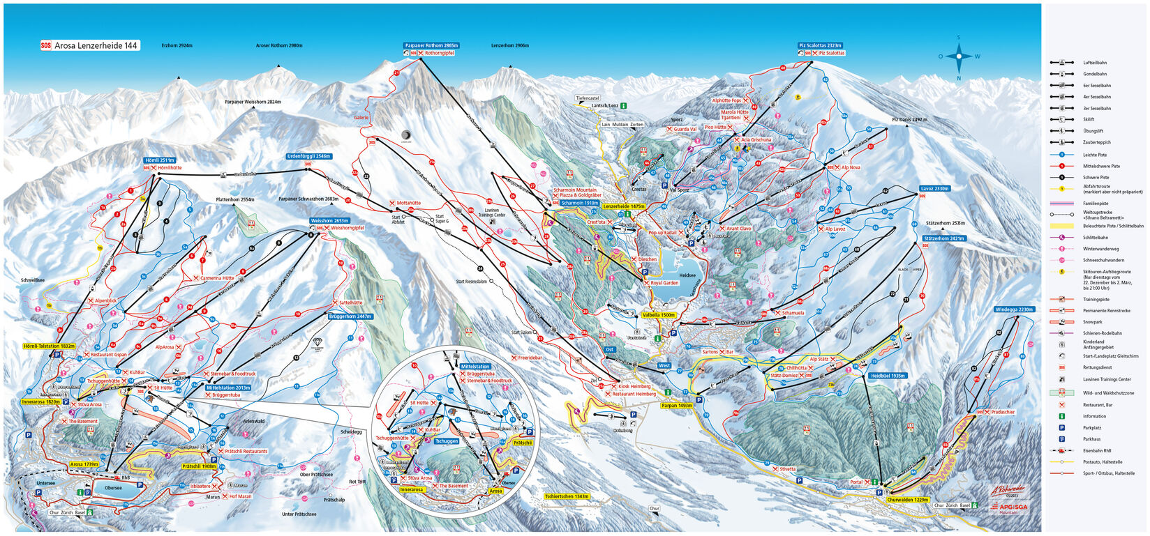 PistenplanSkigebiet Arosa Lenzerheide