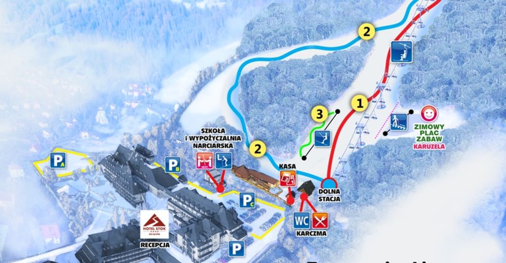 Mappa delle piste Comparto sciistico Hotel Stok
