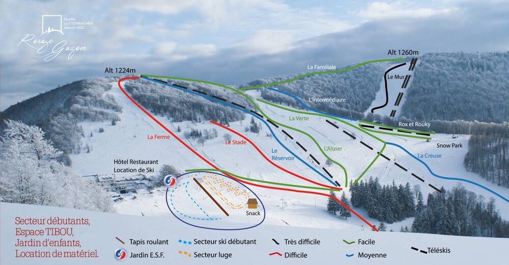Plan de piste Station de ski Rouge Gazon / Saint Maurice sur Moselle