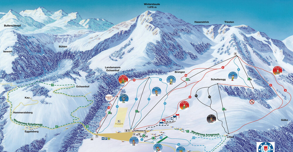 Plan skijaških staza Skijaško područje Schetteregg