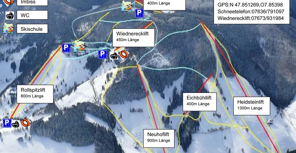Pistenplan Skigebiet Münstertal-Wieden