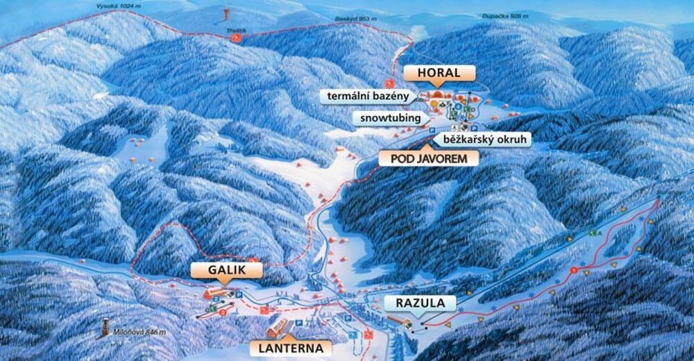 Mapa stoków Ośrodek narciarski Razula