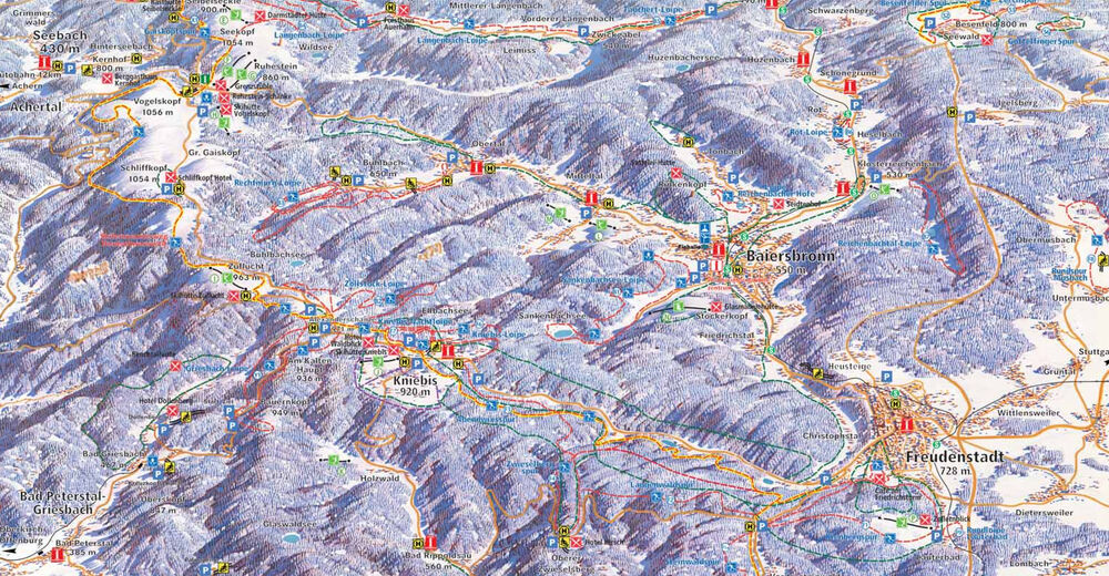 Mappa delle piste Comparto sciistico Kniebis Freudenstadt