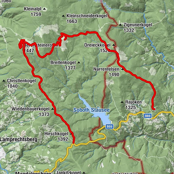 Soboth Hirschkogel Narrenfelsen Lindner BERGFEX Wanderung