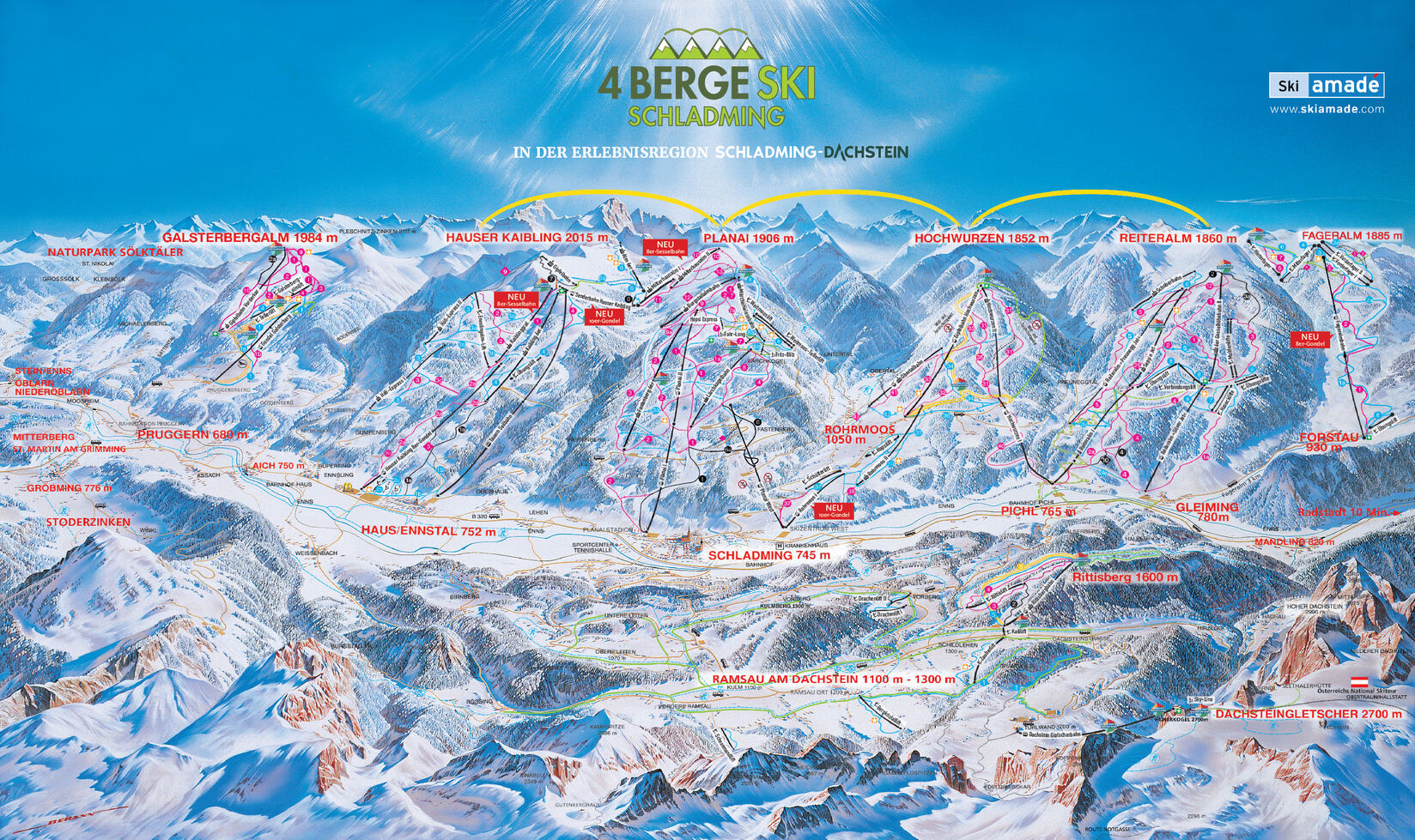 PistenplanSkigebiet Reiteralm / Schladming / Ski amade