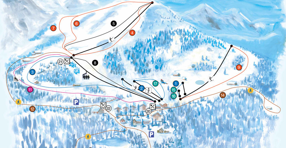 Planul pistelor Zonă de schi Mörlialp