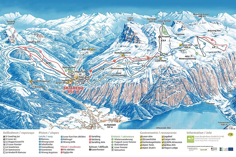 PistenplanSkigebiet Loser / Altaussee / Schneebären