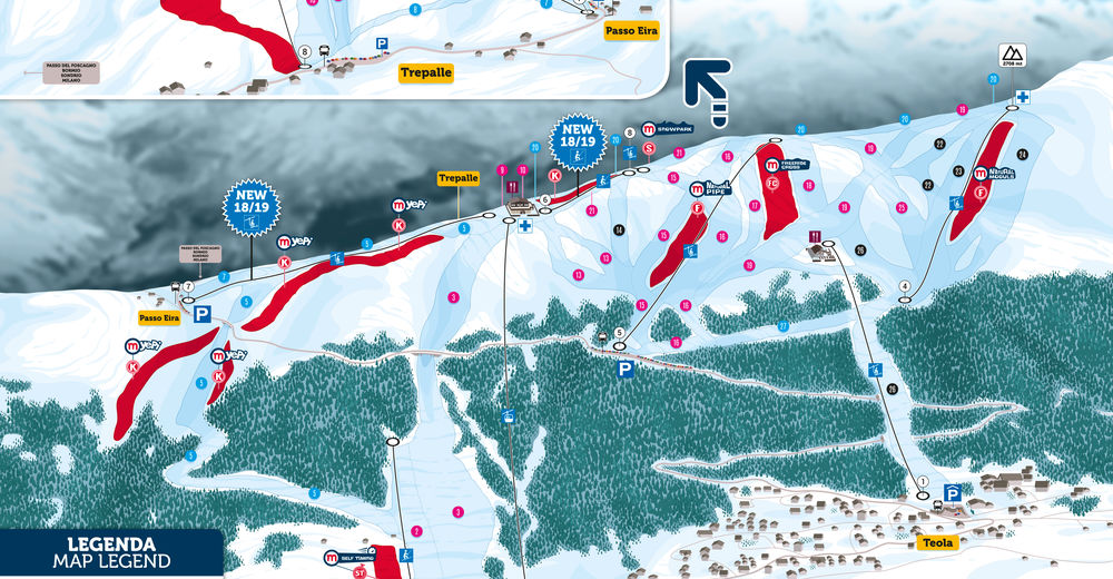 Mapa stoków Ośrodek narciarski Mottolino Fun Mountain/ Livigno