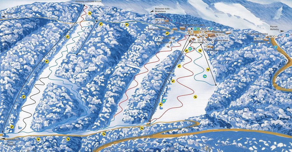 Mapa stoków Ośrodek narciarski Pezinská Baba
