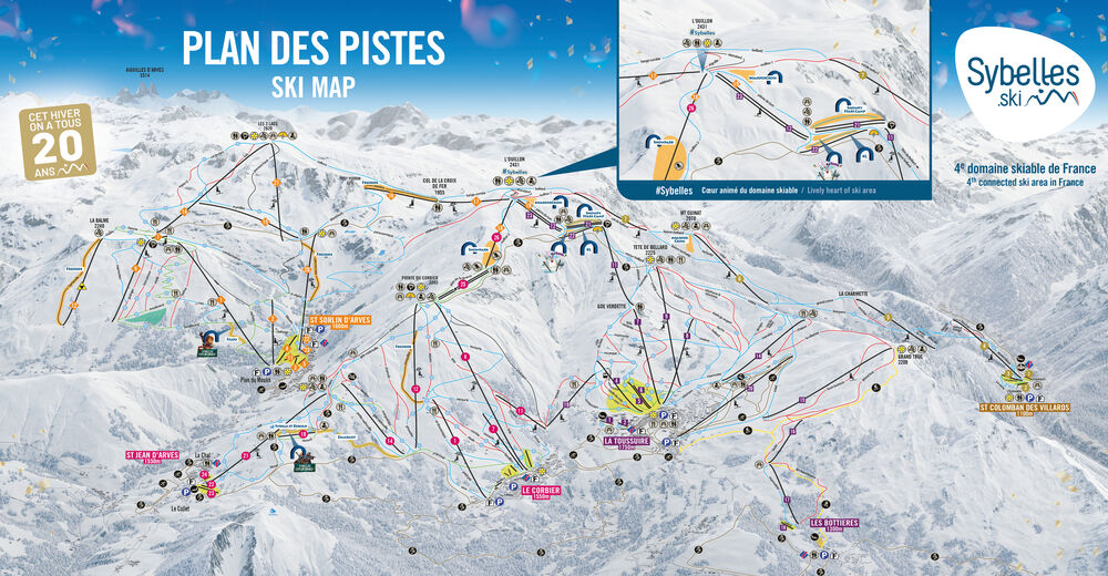 Piste map Ski resort Les Bottières - Les Sybelles