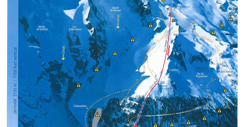 Mappa delle piste Comparto sciistico La Grave - La Meije