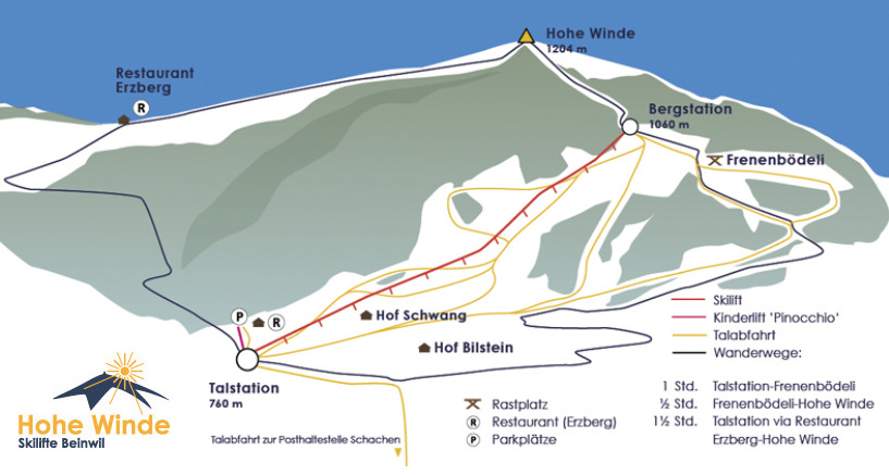 PistenplanSkigebiet Hohe Winde / Beinwil