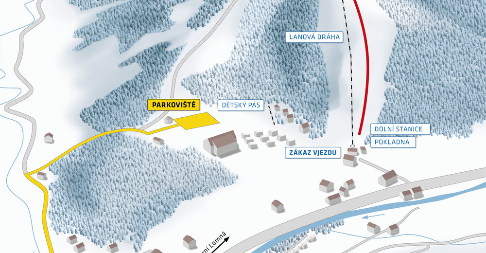 Mappa delle piste Comparto sciistico SKI ARMÁDA Dolní Lomná