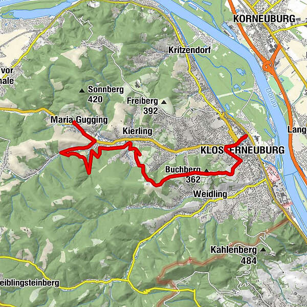 Gugging - Klosterneuburg - BERGFEX - Wanderung - Tour Niederösterreich