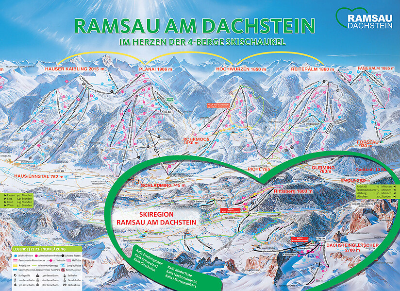 PistenplanSkigebiet Ramsau / Dachstein / Ski amade