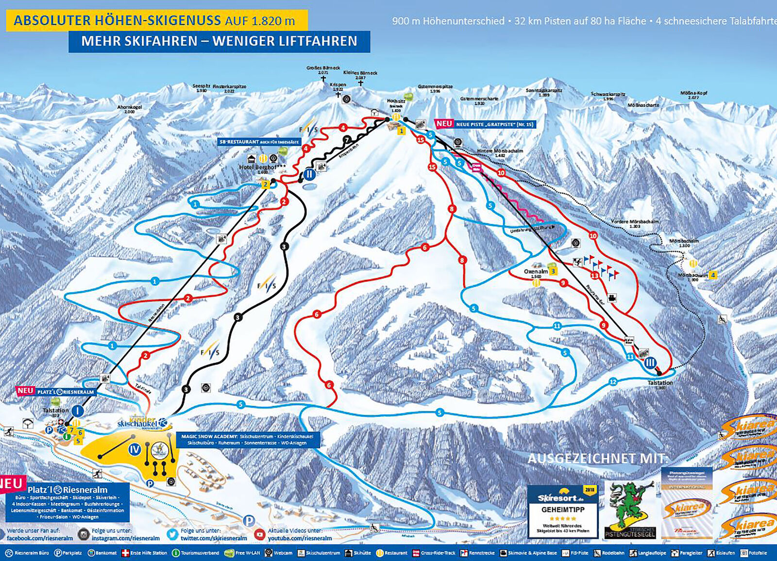 Pistenplan Skigebiet Riesneralm - Schneebären
