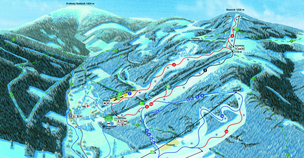 Plan skijaških staza Skijaško područje Dolní Morava