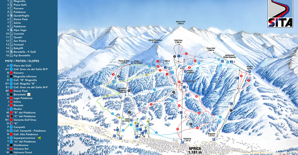 Plan skijaških staza Skijaško područje Aprica