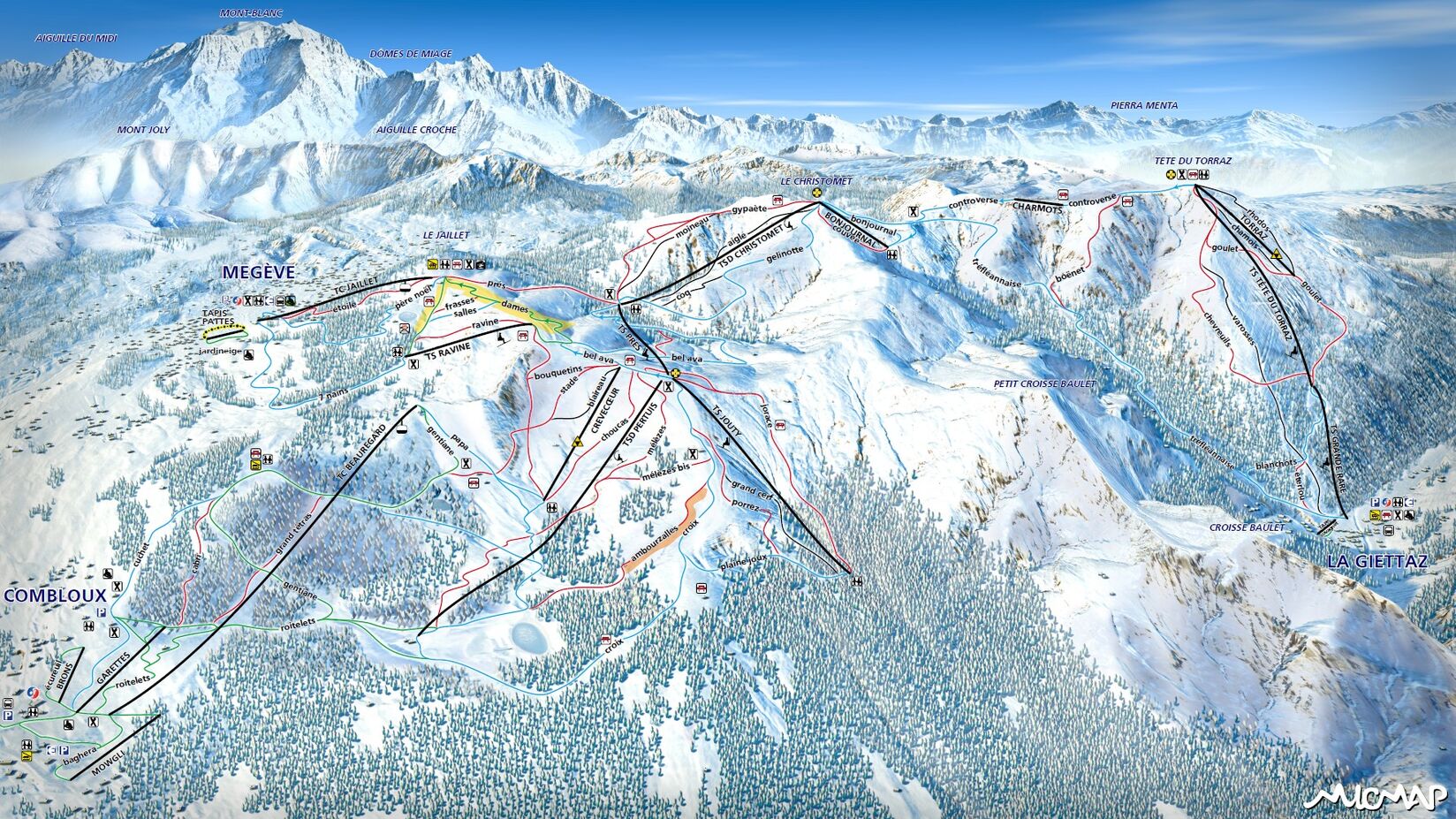 PistenplanSkigebiet Megève / Le Jaillet