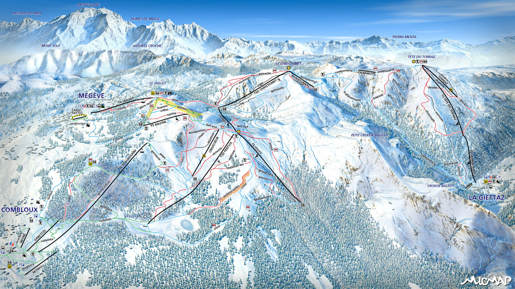PistenplanSkigebiet Megève / Le Jaillet