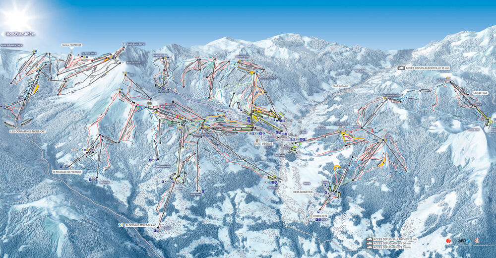 Planul pistelor Zonă de schi Megève / Le Jaillet
