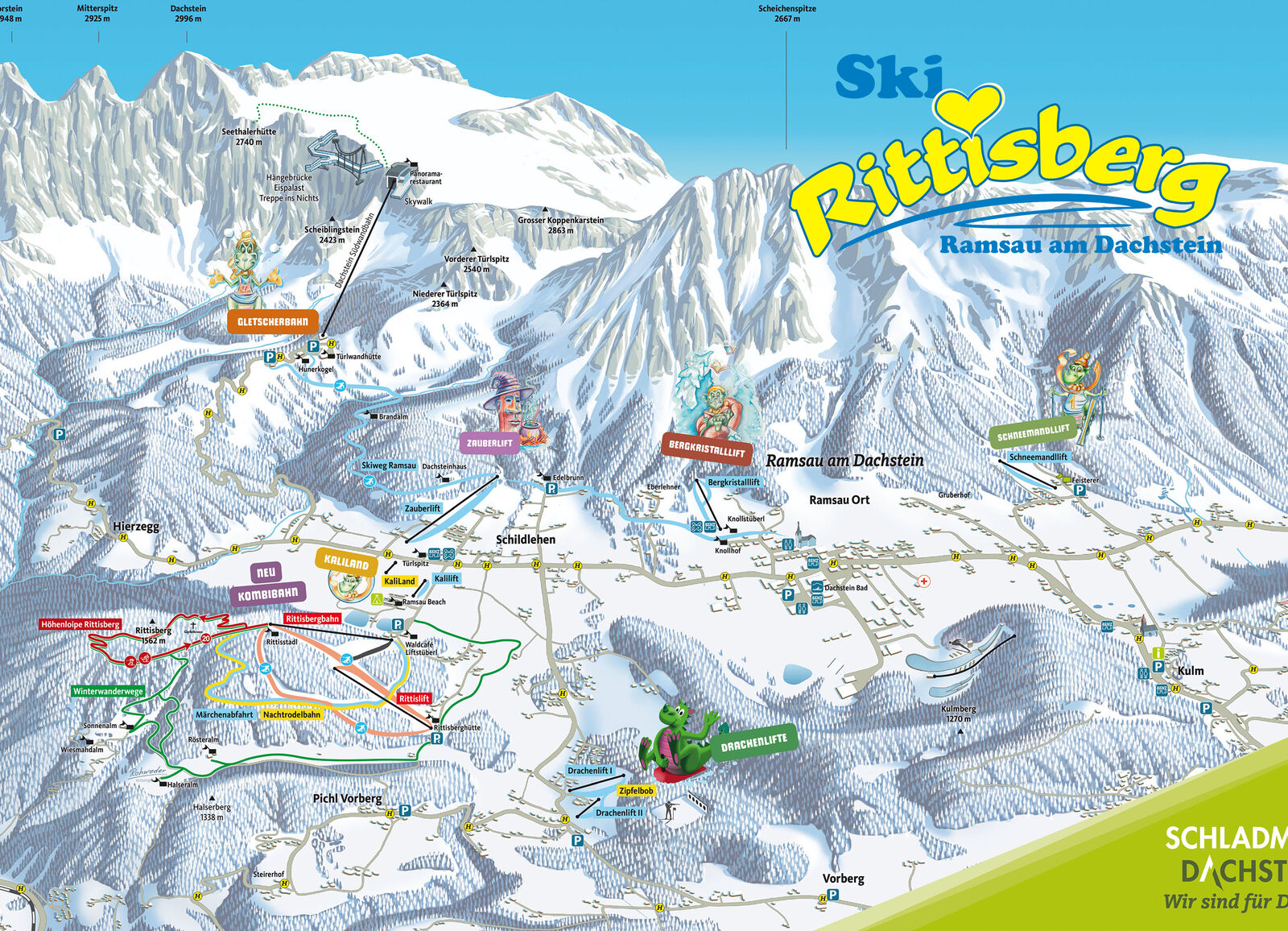 Pistenplan Skigebiet Ramsau / Dachstein / Ski amade Pistenplan Skigebiet Ramsau / Dachstein / Ski amade