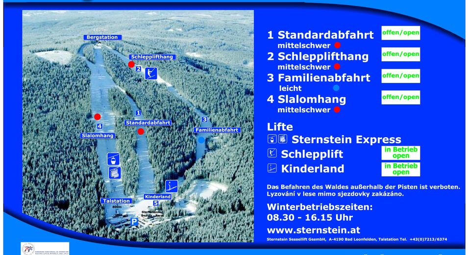 Pisteplan Skigebied Sternstein Lifte / Bad Leonfelden
