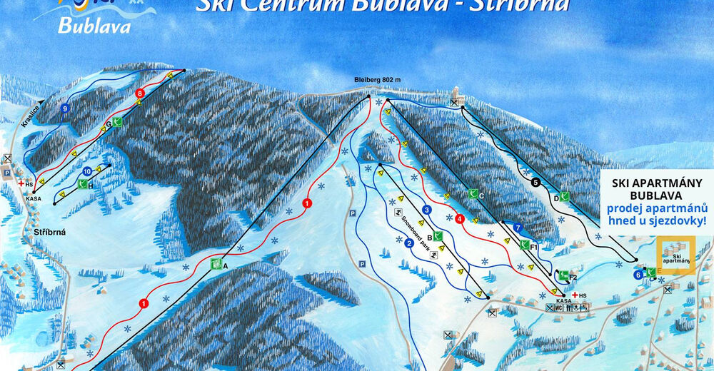 Pisteplan Skigebied Bublava - Stříbrná