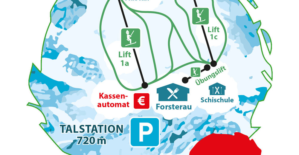 Pisteplan Skiområde Forsteralm / Waidhofen/Ybbs / Gaflenz