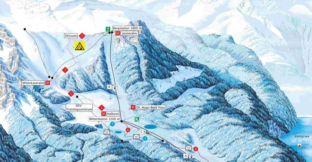 Plan skijaških staza Skijaško područje Jenner - Schönau am Königssee / Berchtesgadener Land