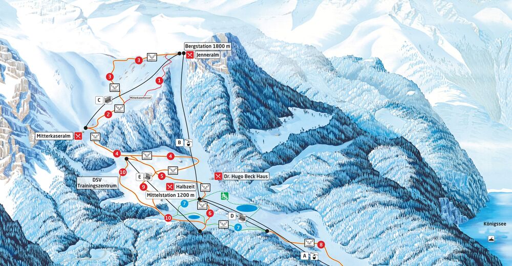 Planul pistelor Zonă de schi Jenner - Schönau am Königssee / Berchtesgadener Land