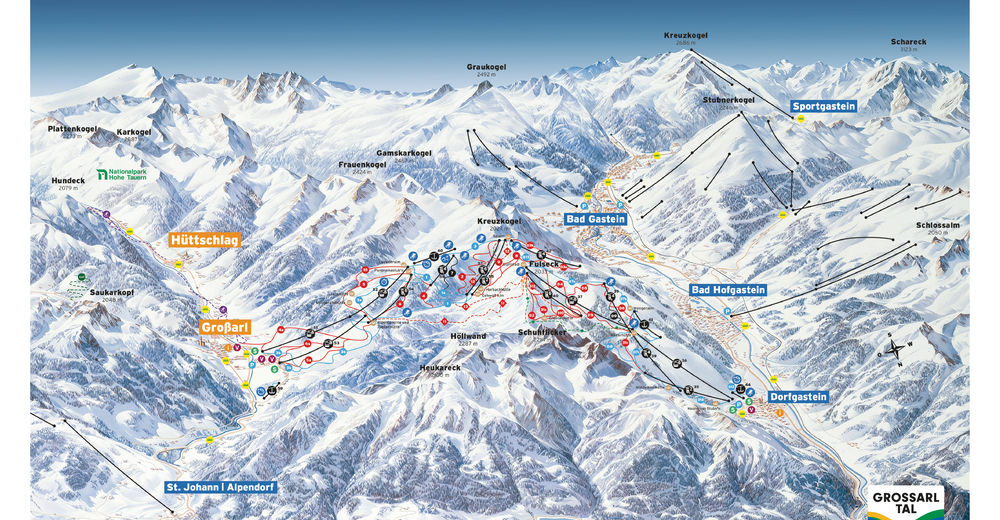 Pistplan Skidområde Großarl Tal - Ski amade