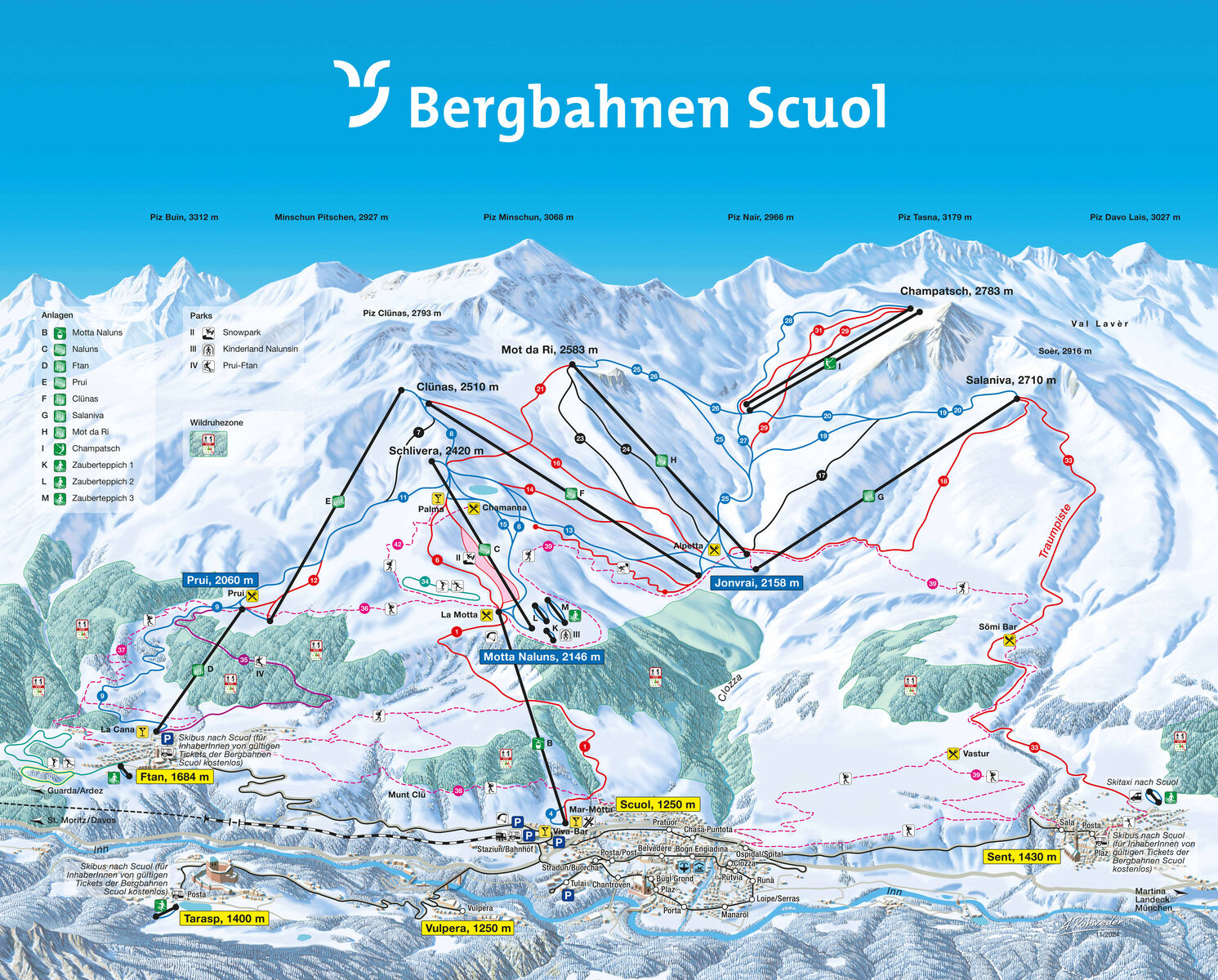 PistenplanSkigebiet Scuol Motta Naluns