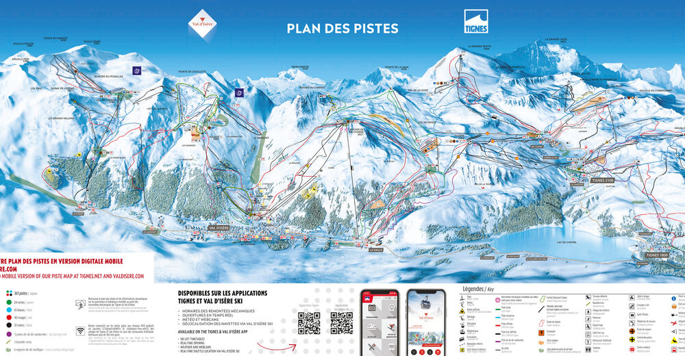 Pisteplan Skiområde Val d'Isère